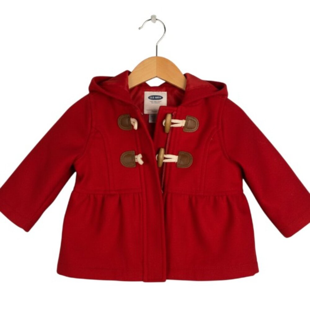 Old Navy Red Toggle Pea Coat size 3-6 Months